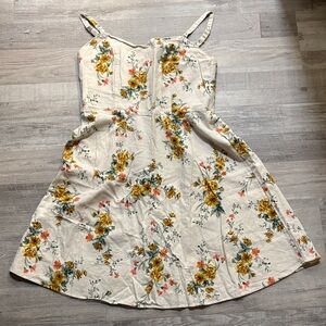 Old Navy Cream Floral Cami with Yellow & Green Print